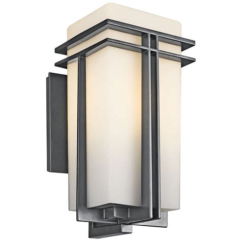 Kichler Modern Outdoor Wall Light with White Glass in Black Finish | 49202BK | Destination Lighting