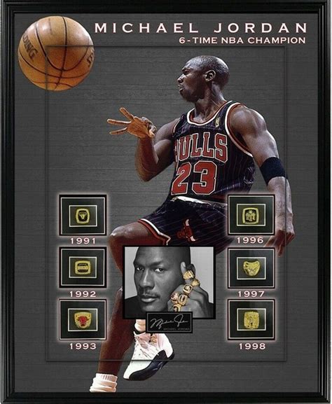 MICHAEL JORDAN FRAMED CHAMPIONSHIP RINGS SHADOWBOX (27x33x3) w/ LASER ...