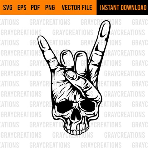 Rockers Skull Svg/ Rock N Roll Hand Sign Svg / Skull Rocker - Etsy | Rock hand sign, Rock hand ...