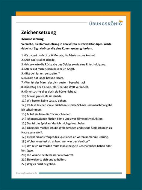 Deutsch Arbeitsblätter Kommasetzung - Worksheets