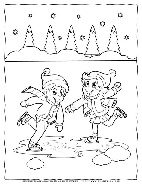 Winter Coloring Page - Ice Skating | Planerium