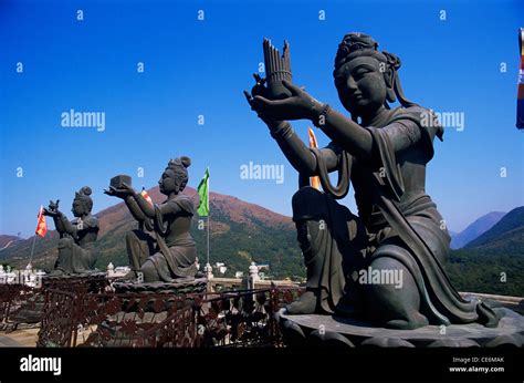 China,Hong Kong,Lantau,Chinese Goddess Statues at the Base of The Giant ...