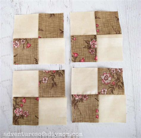 Four Patch Quilting Block from Strips - Adventures of a DIY Mom