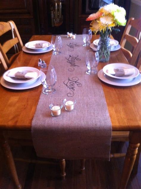 Burlap Table Runner with Friends Faith Family or Live Laugh | Etsy | Burlap table runners ...