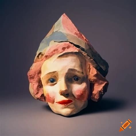 Papier mache bust from rural sweden in pastel colors on Craiyon