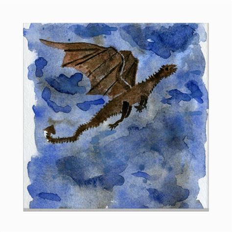 Brown Flying Dragon Watercolor Painting Canvas Print by Carrieation - Fy