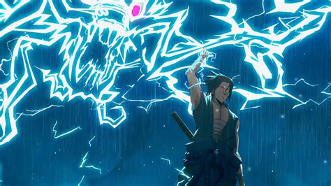 Sasuke Uchiha Absorbing Natural Lightning From Thunder Live Wallpaper