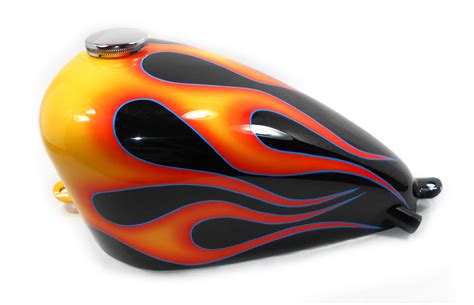 Custom Painted Motorcycles Gallery - Custom Harley Tank Classic Flames