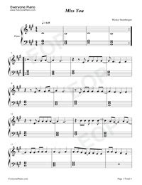 Miss You-Oliver Tree ft Robin Schulz- Free Piano Sheet Music & Piano Chords