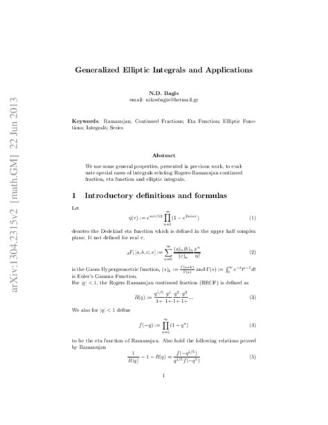 (PDF) Generalized Elliptic Integrals and Applications | Nikos Bagis ...