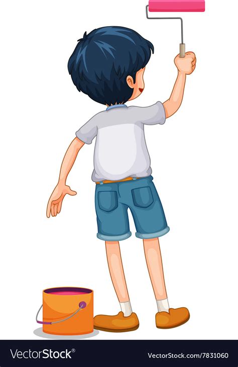 Boy painting wall Royalty Free Vector Image - VectorStock