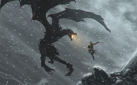 Dragons The Elder Scrolls V Skyrim Dovakiin Black Dragon Warrior Man ...