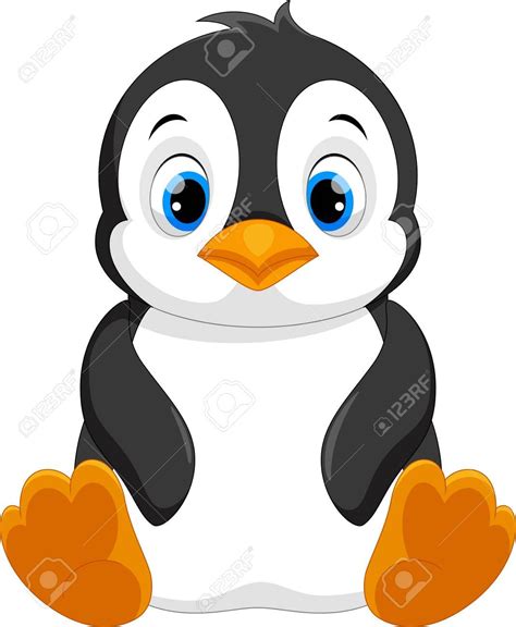 Cute baby penguin cartoon sitting Illustration , #SPONSORED, #penguin ...