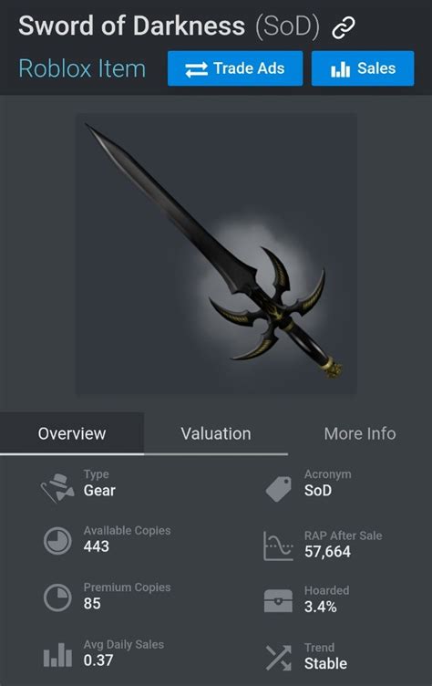 Roblox limited Sword of Darkness, Video Gaming, Gaming Accessories, Virtual Reality on Carousell