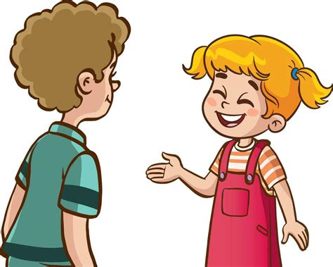 two cute kids talking cartoon vector 26763768 Vector Art at Vecteezy