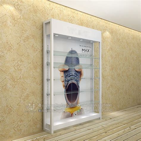 Custom Wall Retail Shoe Showcase Glass Shoe Display Case for Retail ...