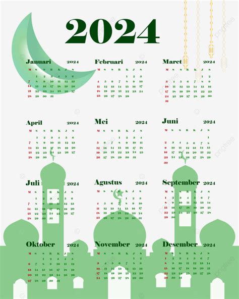 Calendário Islâmico 2024 Vetor PNG , Calendário, 2024, Islâmico Imagem ...