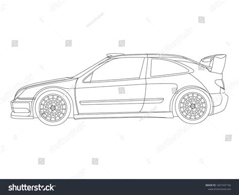 Outline Drawing Car Side View Stock Vector (Royalty Free) 1601947156 ...