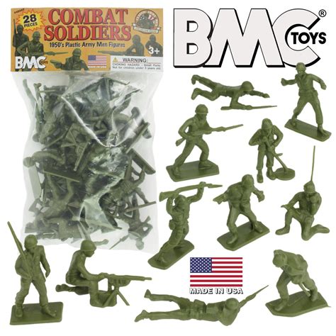 BMC Classic Green PLASTIC ARMY MEN 28pc WW2 Soldier Figures US Made – BMC Toys