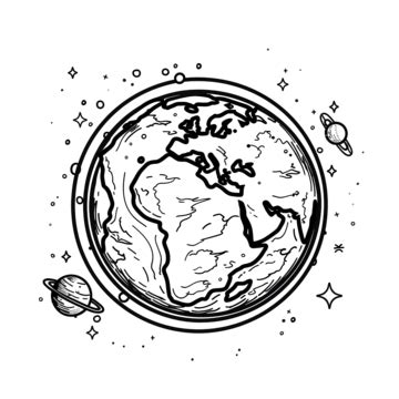 Cartoon Planet Earth Line Art Astronomy, Earth, Planet Earth, Planet PNG Transparent Image and ...