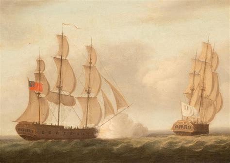 English 18th Century - Fine 18th Century British Marine Oil Painting Naval Engagement Battle ...