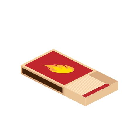 box of matches isolated on white background. Vector illustration in a ...