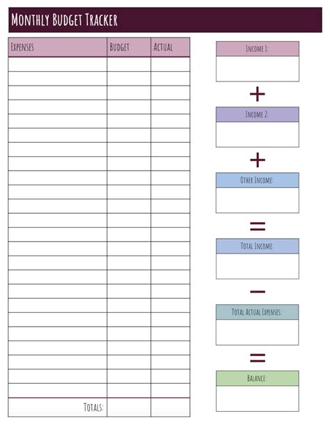 3 monthly budget form templates printable in PDF - Printerfriendly