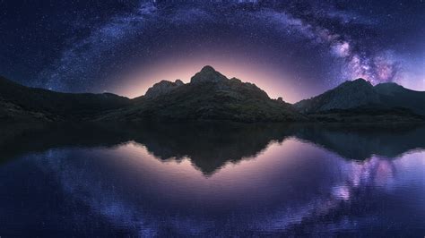 Milky Way Mountain Night Reflection Starry Sky HD Nature Wallpapers | HD Wallpapers | ID #71135