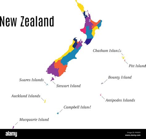 Geographical map on the New Zealand and its islands. State also known as Aotearoa on the maori ...