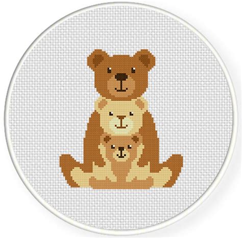 Charts Club Members Only: Family Bear Cross Stitch Pattern – Daily ...