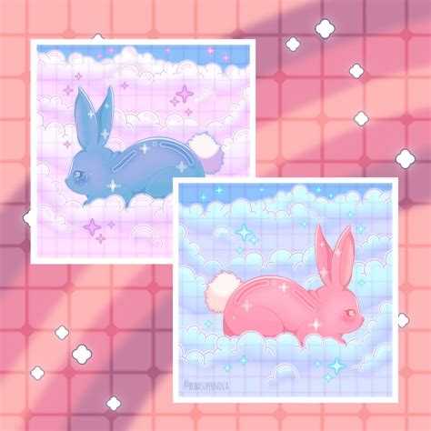 8x8 SET of TWO Bunny Dreams Art Prints - Etsy