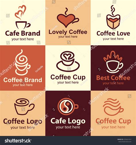 Coffee Flat Icons Set Logo Ideas Stock Vector (Royalty Free) 225631414 ...