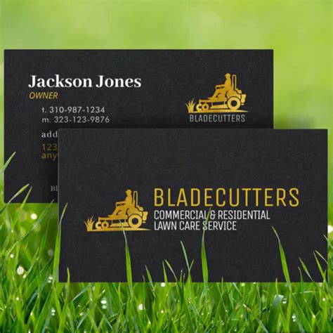 Black and Gold Lawn Care + Mowing Business Cards | Zazzle