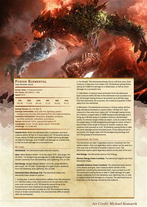 Fusion Elemental | Dnd 5e homebrew, Dungeons and dragons homebrew, Dnd ...