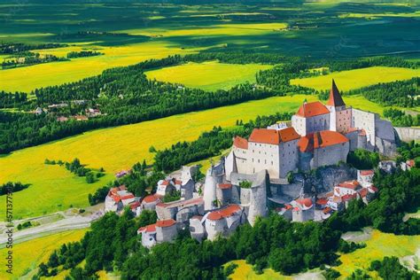 Aerial view of Spis (Spiš, Spišský) castle, second biggest castle in ...