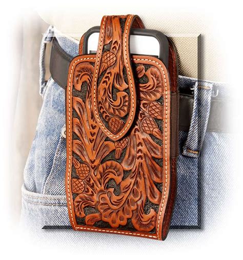 Tooled Leather Phone Belt Holster | Russell's For Men