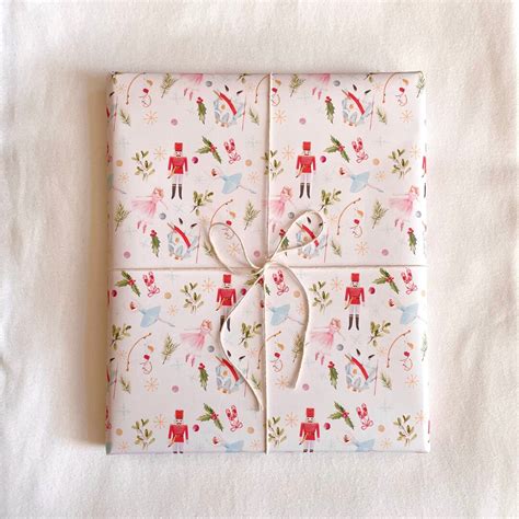 Pink Christmas Wrapping Paper, Nutcrackers and Ballerinas, Light Pink ...