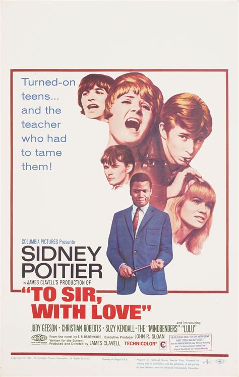 To Sir, with Love Original 1967 U.S. Window Card Movie Poster ...