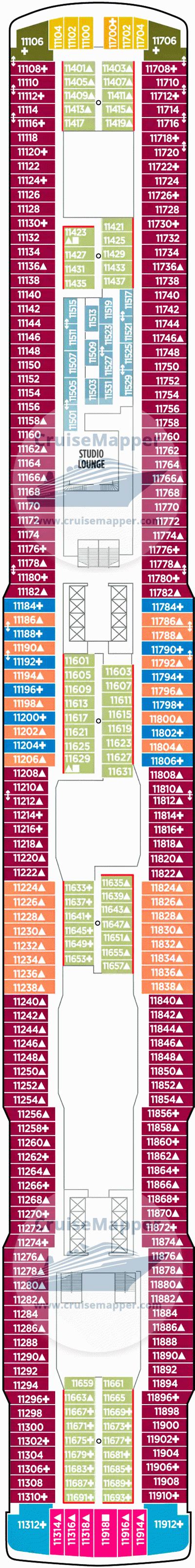 Norwegian Encore deck 11 plan | CruiseMapper