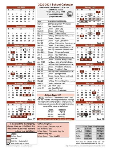 Union 2020-2021 School Calendar Released; First Day - Sept. 3 | Union ...