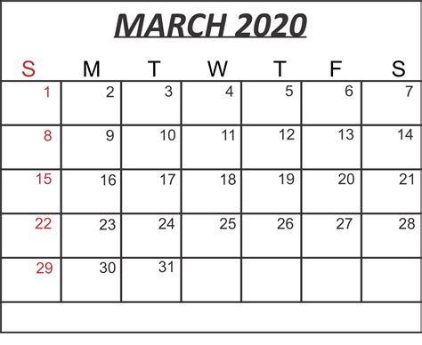 March 2020 Calendar Excel Sheet | Free Printable Calendar