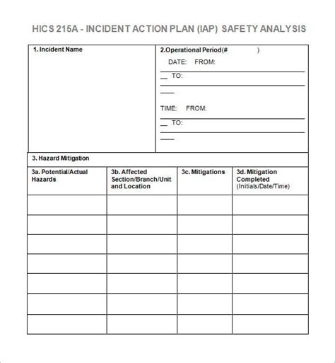 Incident Action Plan Template Word