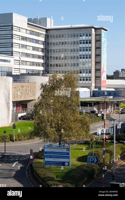 A general view of the University Hospital of Wales in Cardiff, Wales, UK Stock Photo - Alamy