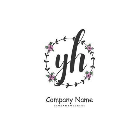 YH Initial handwriting and signature logo design with circle. Beautiful ...