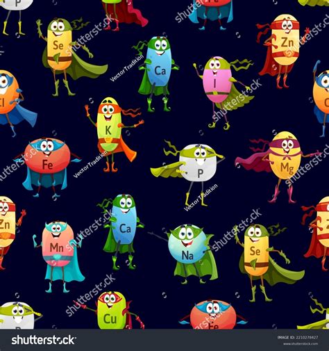 Cartoon Minerals Superhero Characters Seamless Pattern Stock Vector (Royalty Free) 2210278427 ...