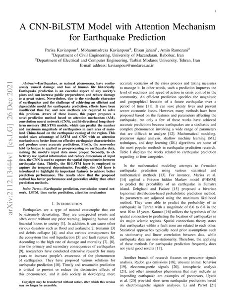 A CNN-BiLSTM Model with Attention Mechanism for Earthquake Prediction ...