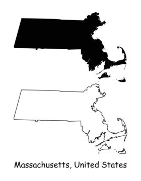 Massachusetts Ma State Border Usa Map Outline Map Massachusetts ...