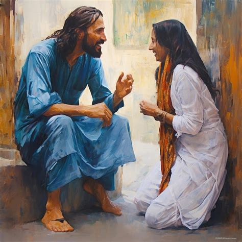 Premium AI Image | jesus christ talking to people oil painting