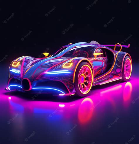 Premium Photo | A car with neon lights