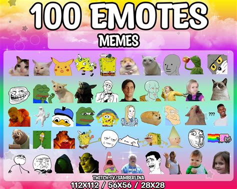 100 Meme Emote Pack Twitch Youtube Discord Emote Mega - Etsy Australia